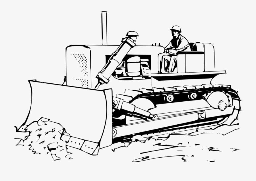 Bulldozer - Black And White Bulldozer, Transparent Clipart