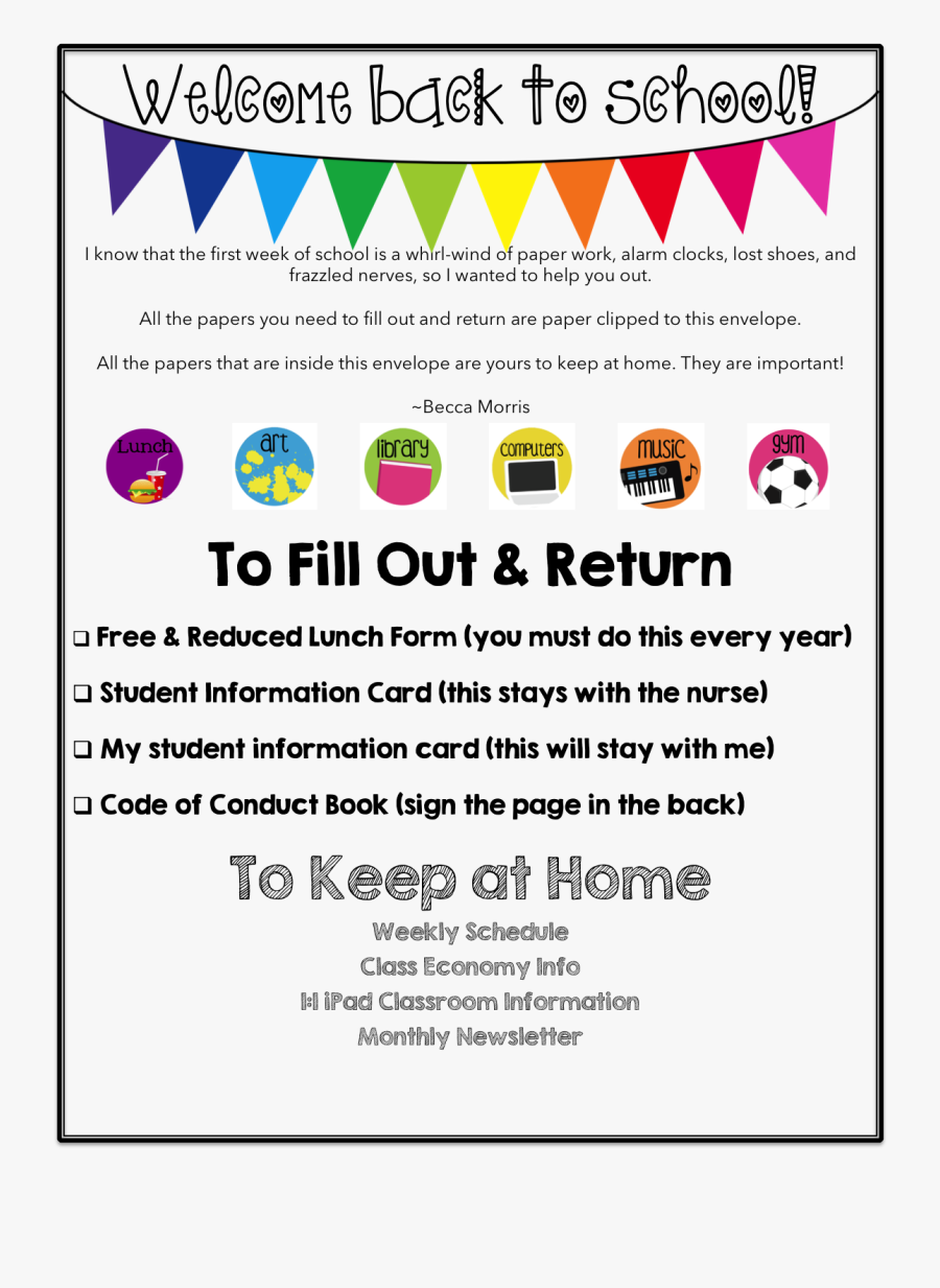 First Day Of School Letter Home To Parents - Welcome To School Newsletter, Transparent Clipart