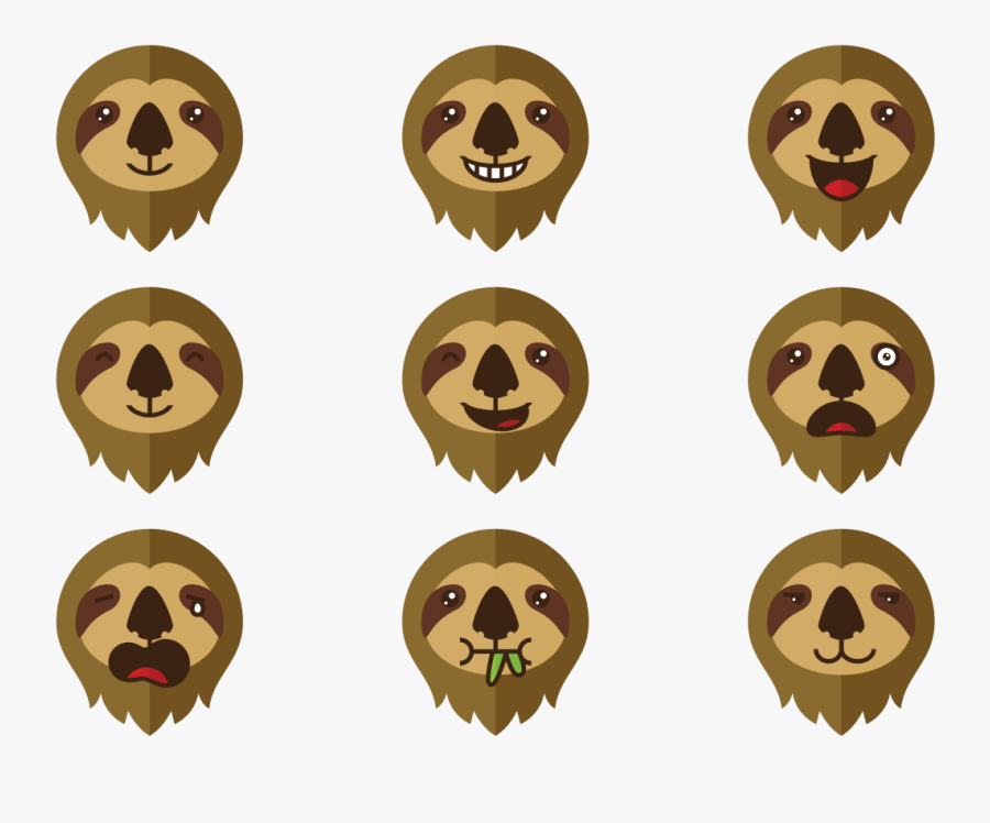 Download Sloth Emotions Expression Vector - Sloth Face Emotion ...