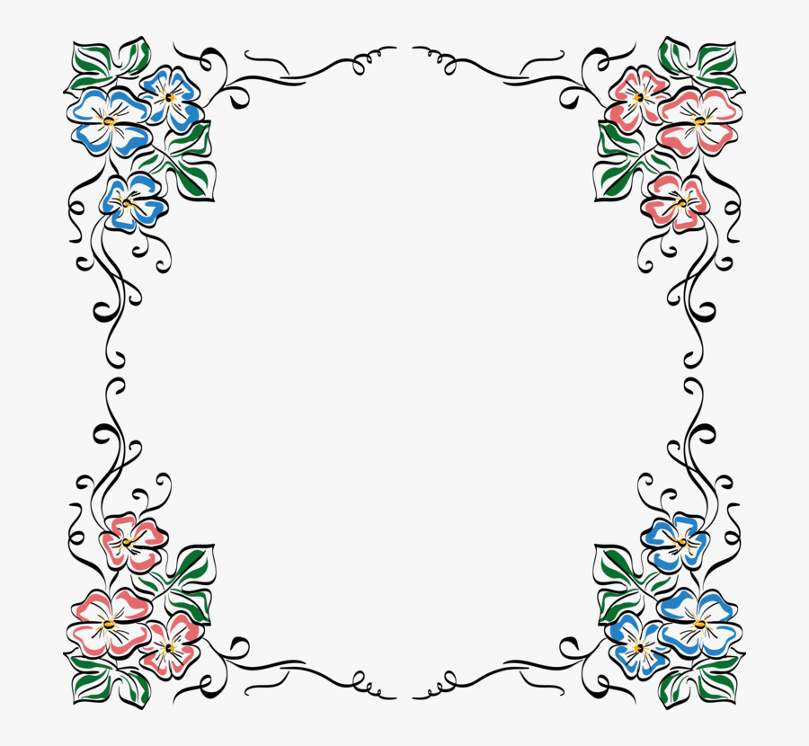 Picture Frame,art,symmetry - Flowers Design Borders Black And White, Transparent Clipart