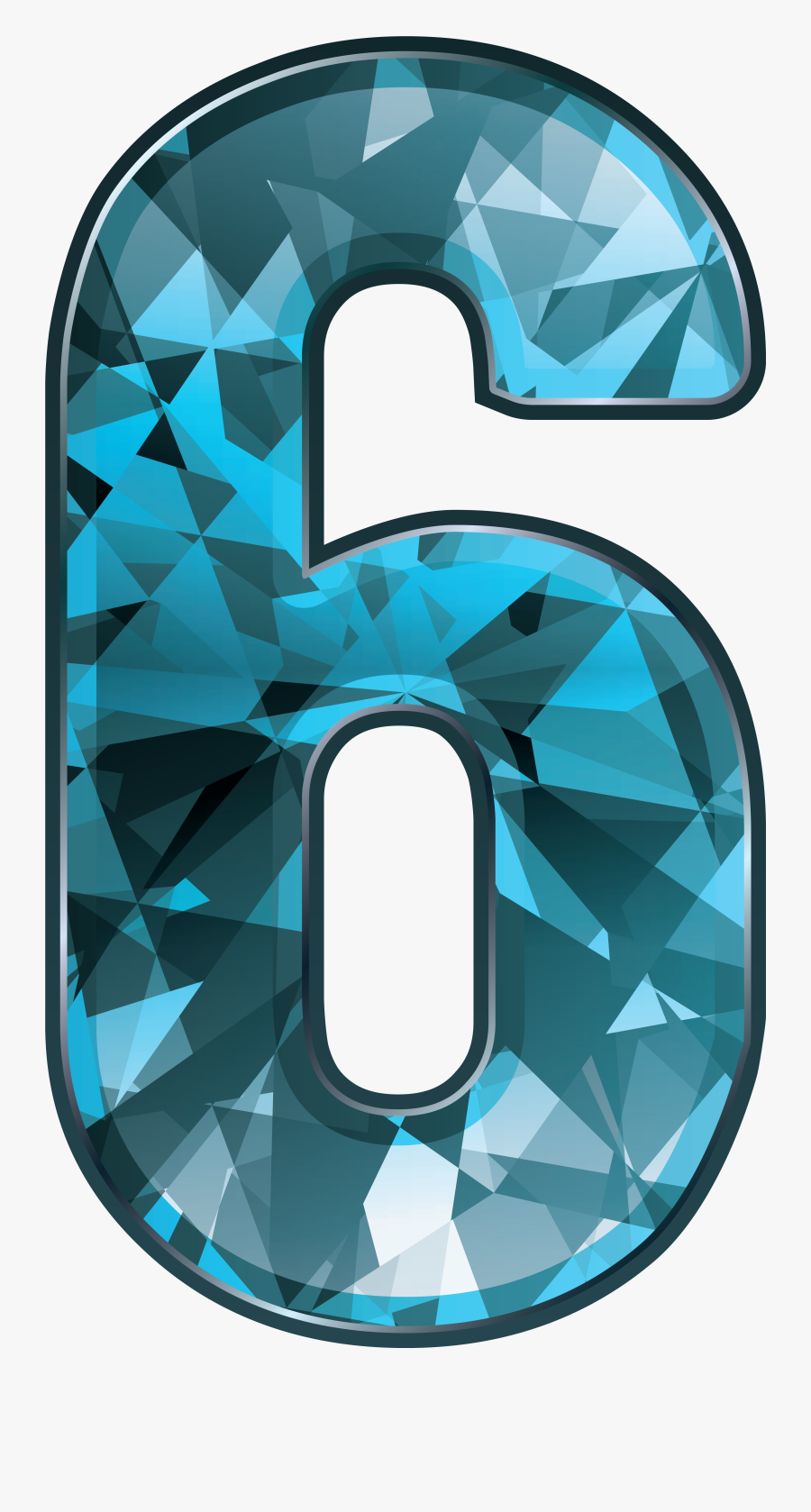 Blue Crystal Number Six Png Clipart Image - Png Crystal Numbers, Transparent Clipart