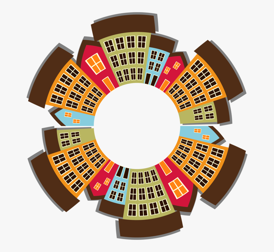 Circle,tshirt,towel - Small Town Icon In Circle, Transparent Clipart