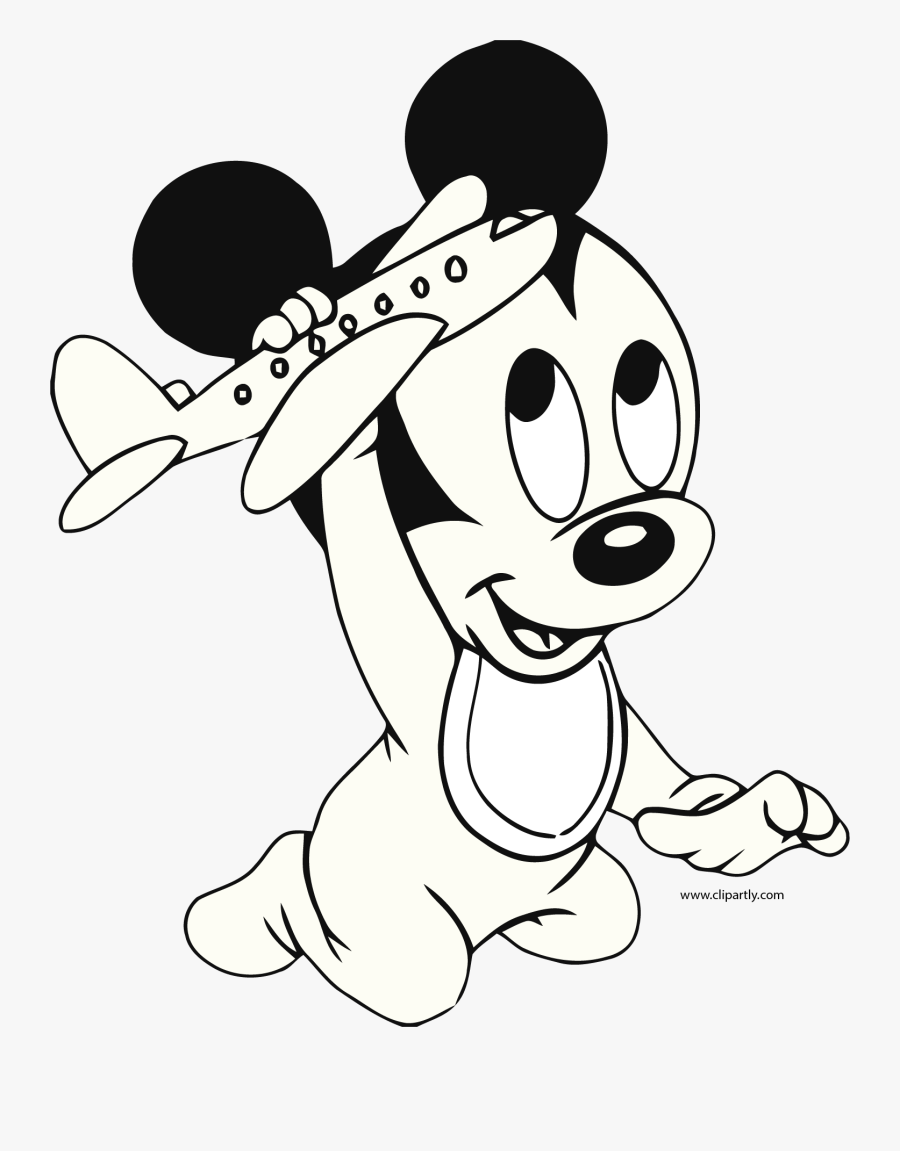 Transparent Mickey Ears Clipart - Baby Mickey Mouse Black And White, Transparent Clipart