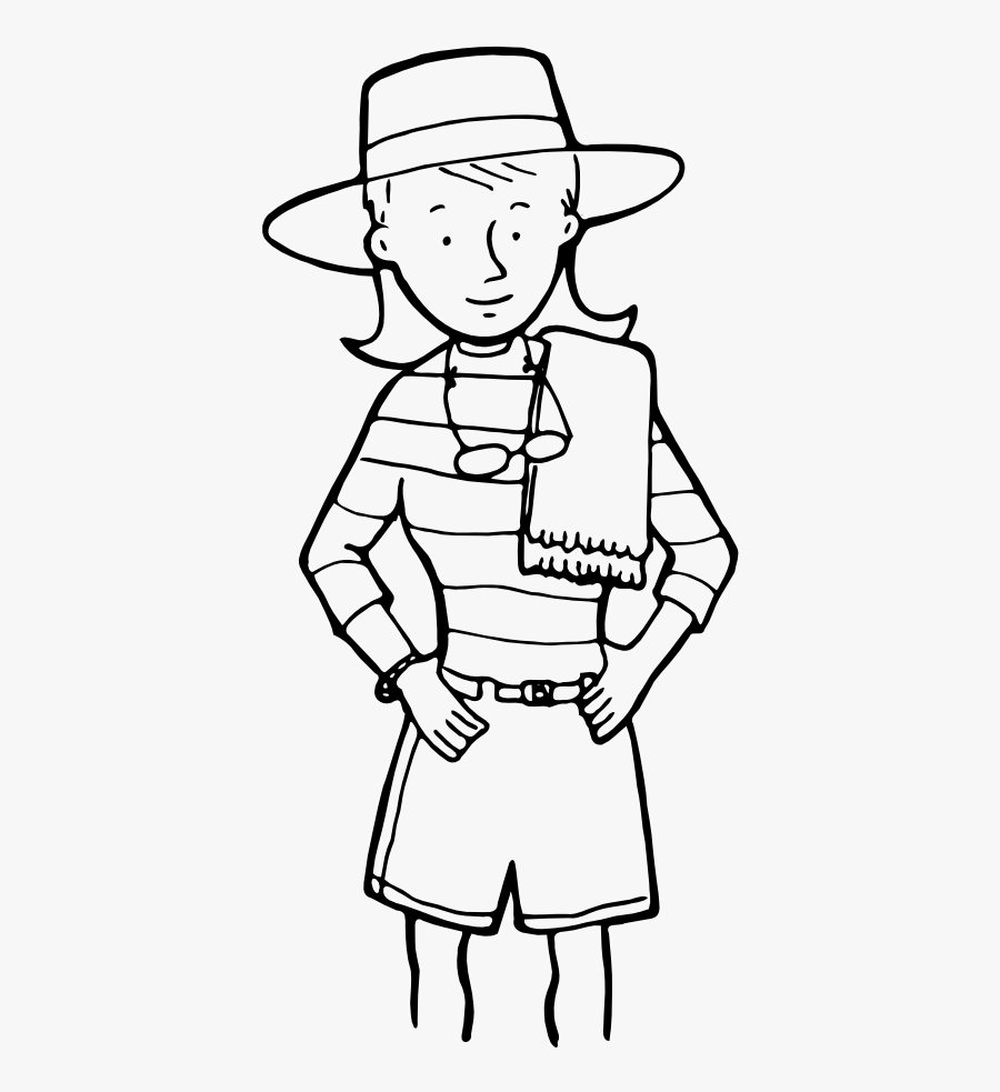 Girl W Towel Outline - Outline Of A Girl, Transparent Clipart