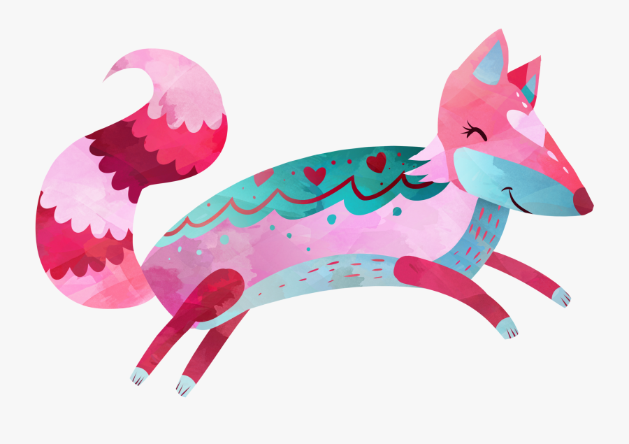 Lemon Tree Leaping Fox - Watercolor Painting, Transparent Clipart
