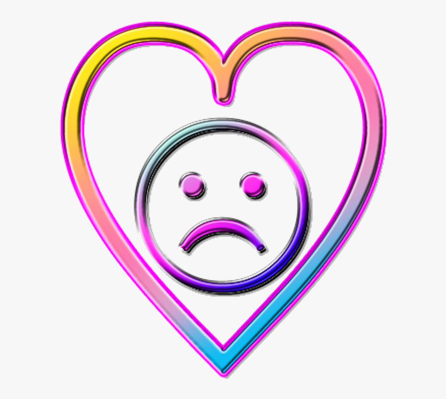 Love Heart Aşk Kalp Sad Neon Üzgün Smile Ftestickers - Sad Face Vaporwave Png, Transparent Clipart