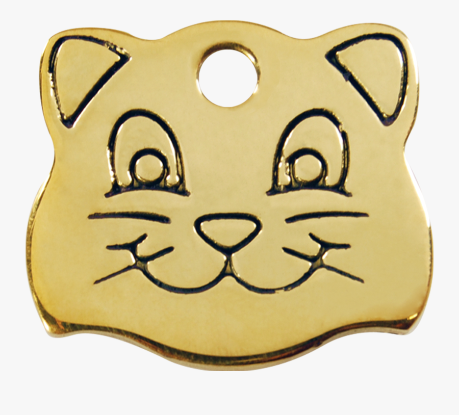 Red Dingo Brass Cat Face Pet Id Tag - Cat, Transparent Clipart