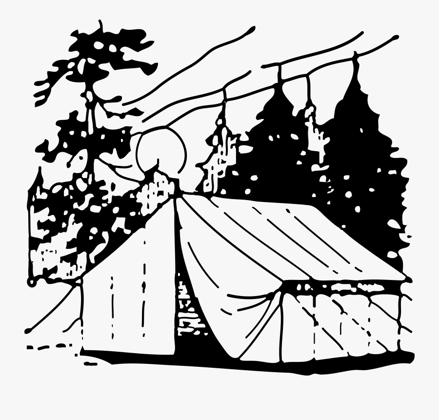 Campsite Clipart Black And White - Camping Clip Art, Transparent Clipart