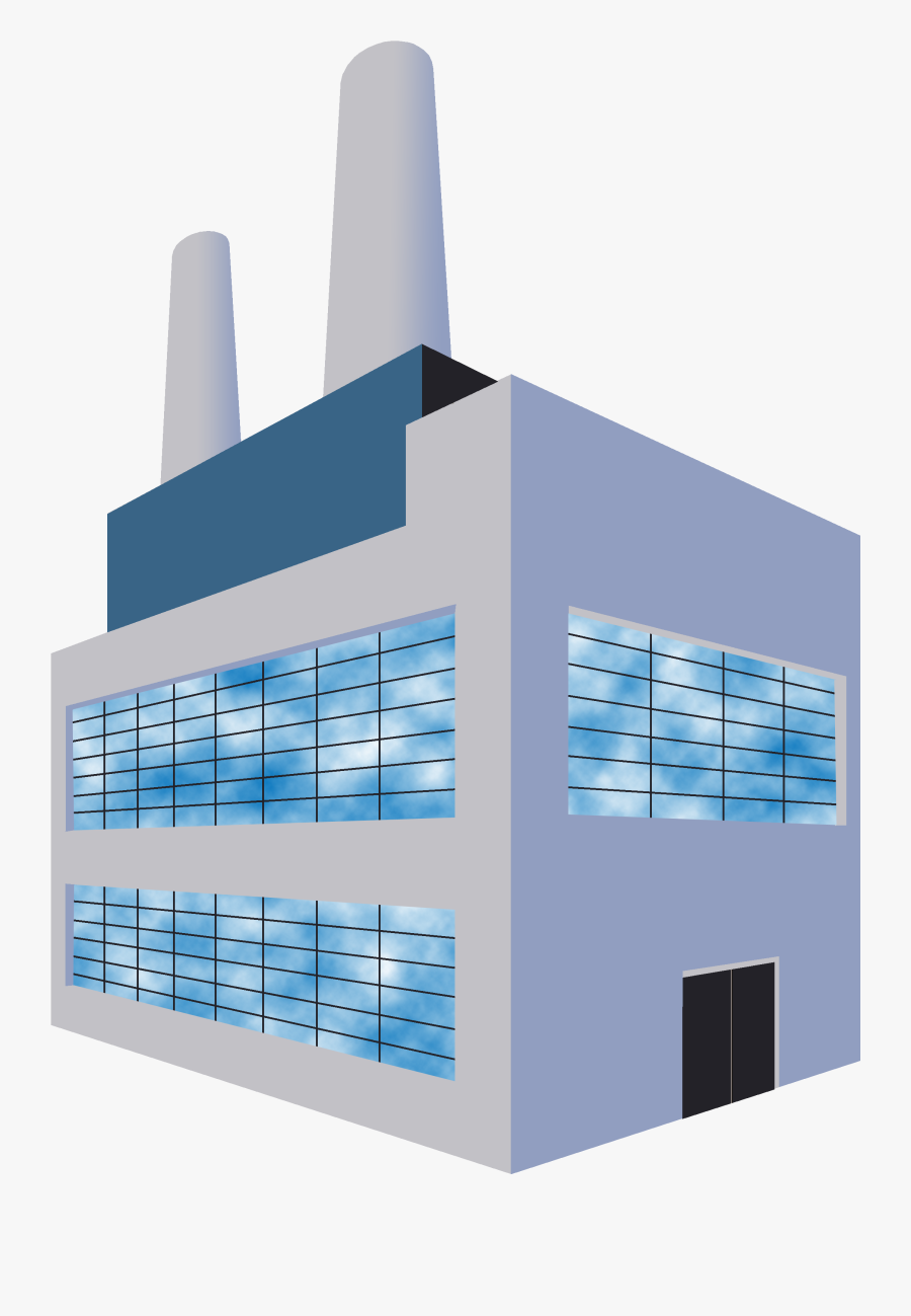 Transparent Factory Building With Smoke Stacks Clipart - Architecture, Transparent Clipart