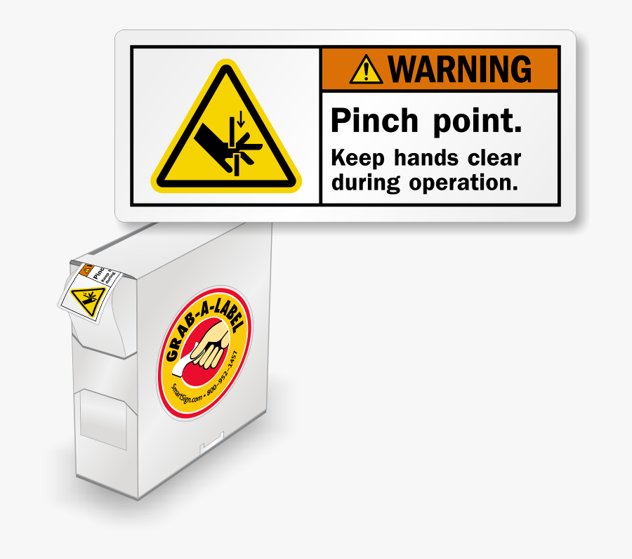 Transparent Pinch Clipart - Pinch Point Warning Label, Transparent Clipart