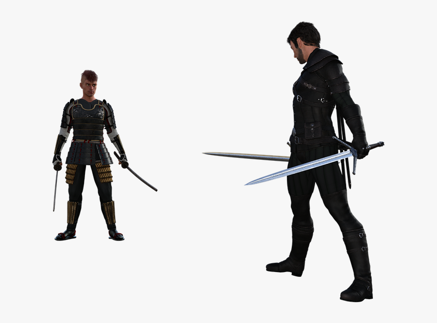 Samurai, Sword, Katana, Warrior, Fight, Men, Cgi, 3d - Sword Fight Samurai, Transparent Clipart
