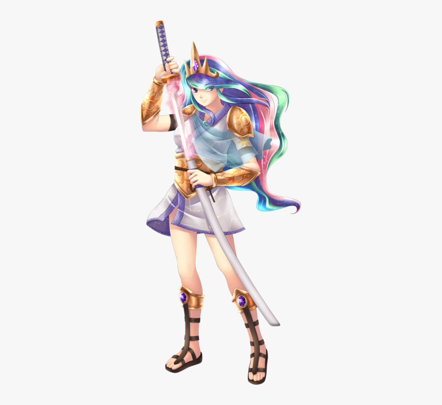 Drawn Katana My Little Pony - Princess Celestia Human Warrior, Transparent Clipart