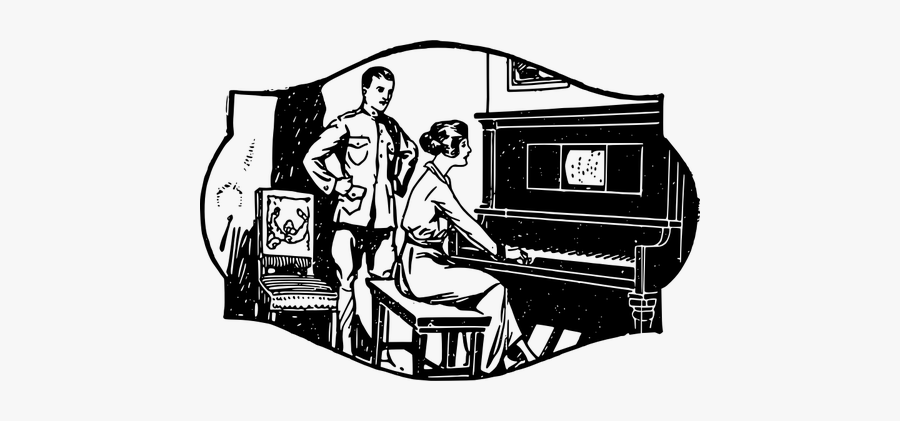 Lady Playing Piano Vector Illustration, Transparent Clipart