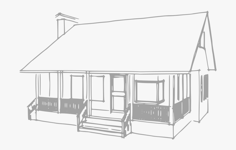 House With Porch Clip Art Transparent - House With Front Porch Drawing, Transparent Clipart