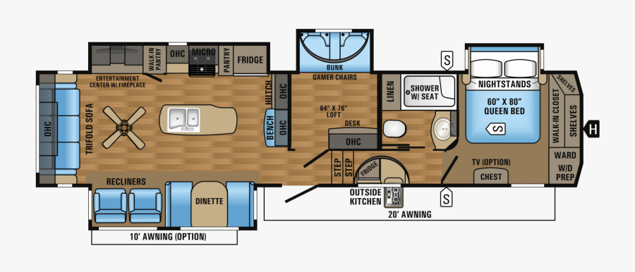 Mid Bunk Fifth Wheel Floor Plans, Transparent Clipart