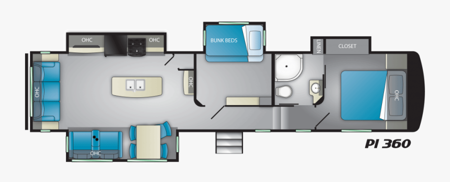 Pioneer Fifth Wheels 360 floorplan - 2018 Heartland Bighorn 39mb, Transparent Clipart