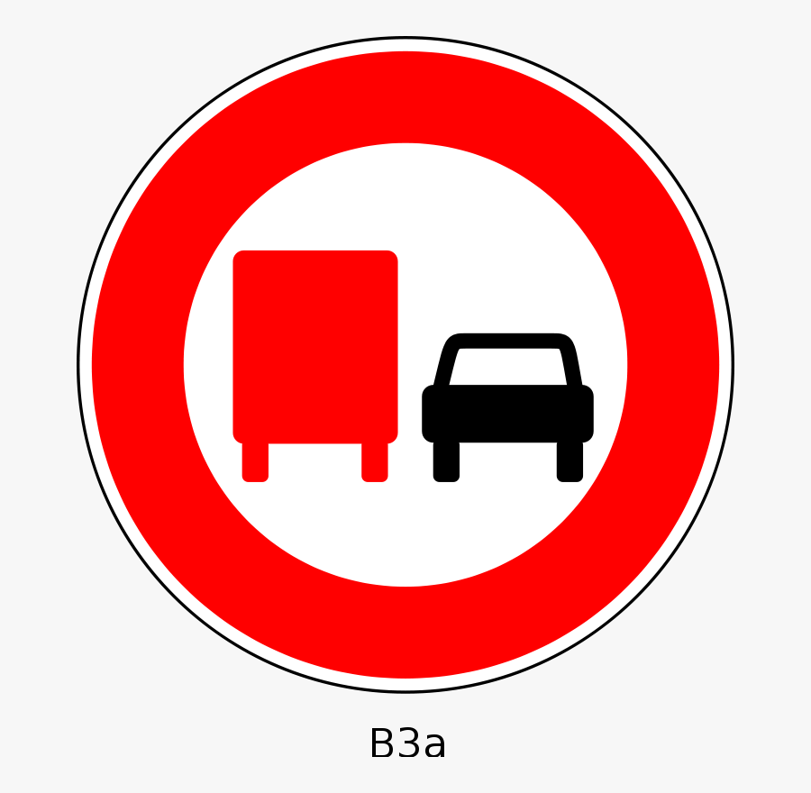 B3a - No Overtaking Sign, Transparent Clipart