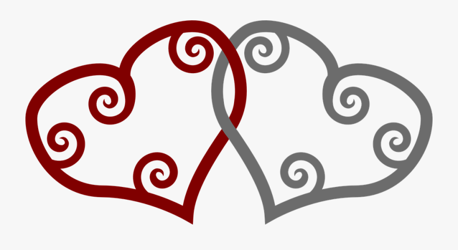 Two, Hearts, Shapes, Red, Grey, Intersection - Maori Heart Png, Transparent Clipart