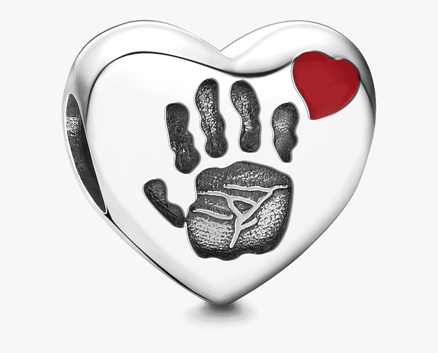 Handprint Charm Silver"
 Class= - Heart, Transparent Clipart