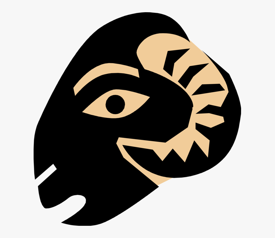 Vector Illustration Of Ram"s Head With Horns, Transparent Clipart