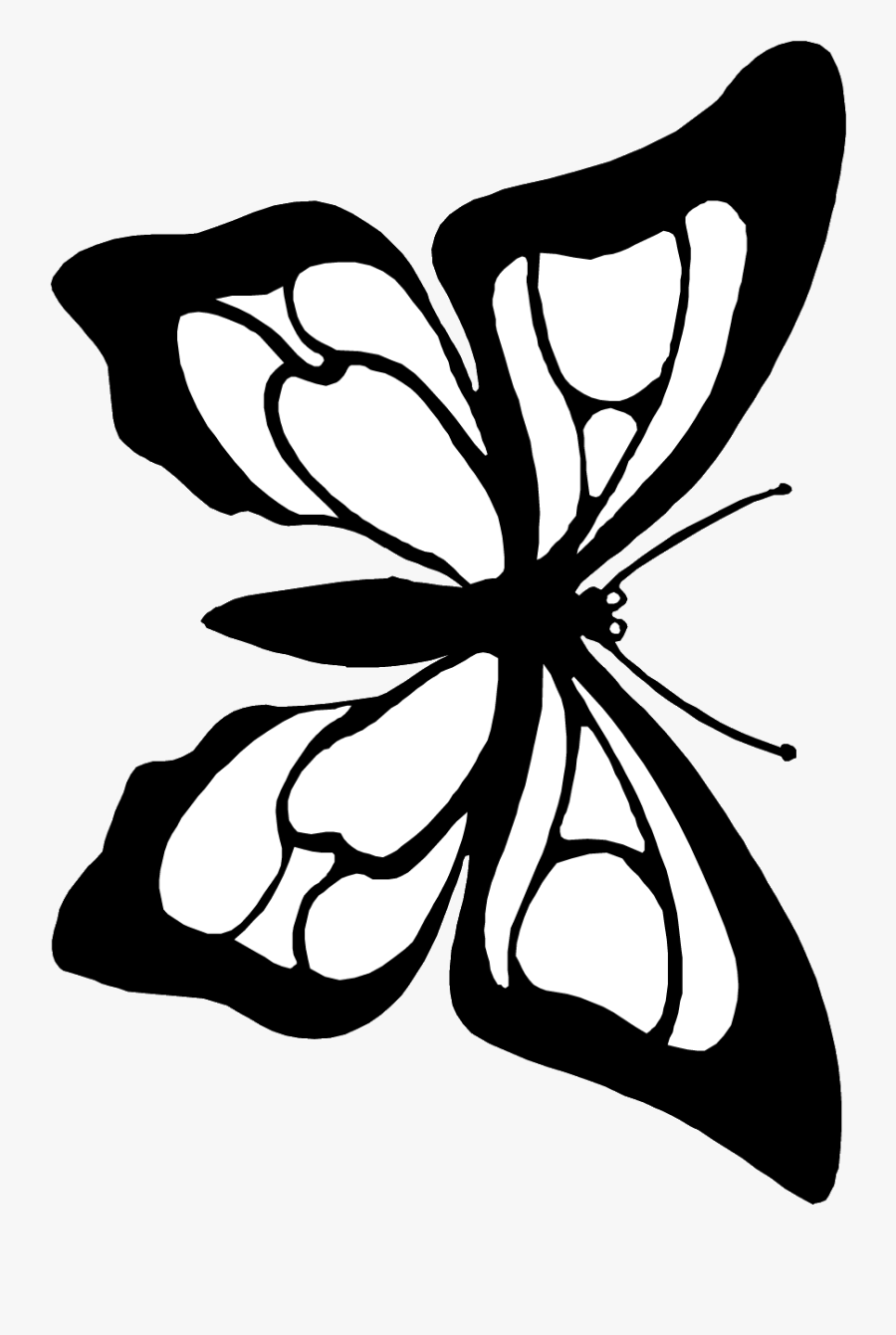 Butterfly Cutout Coloring Page - Butterfly Black White To Cut Out, Transparent Clipart