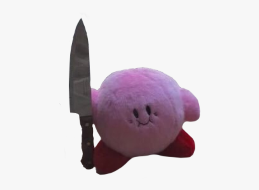 Stuffed Toy Pink Purple Plush - Kirby Holding A Knife, Transparent Clipart