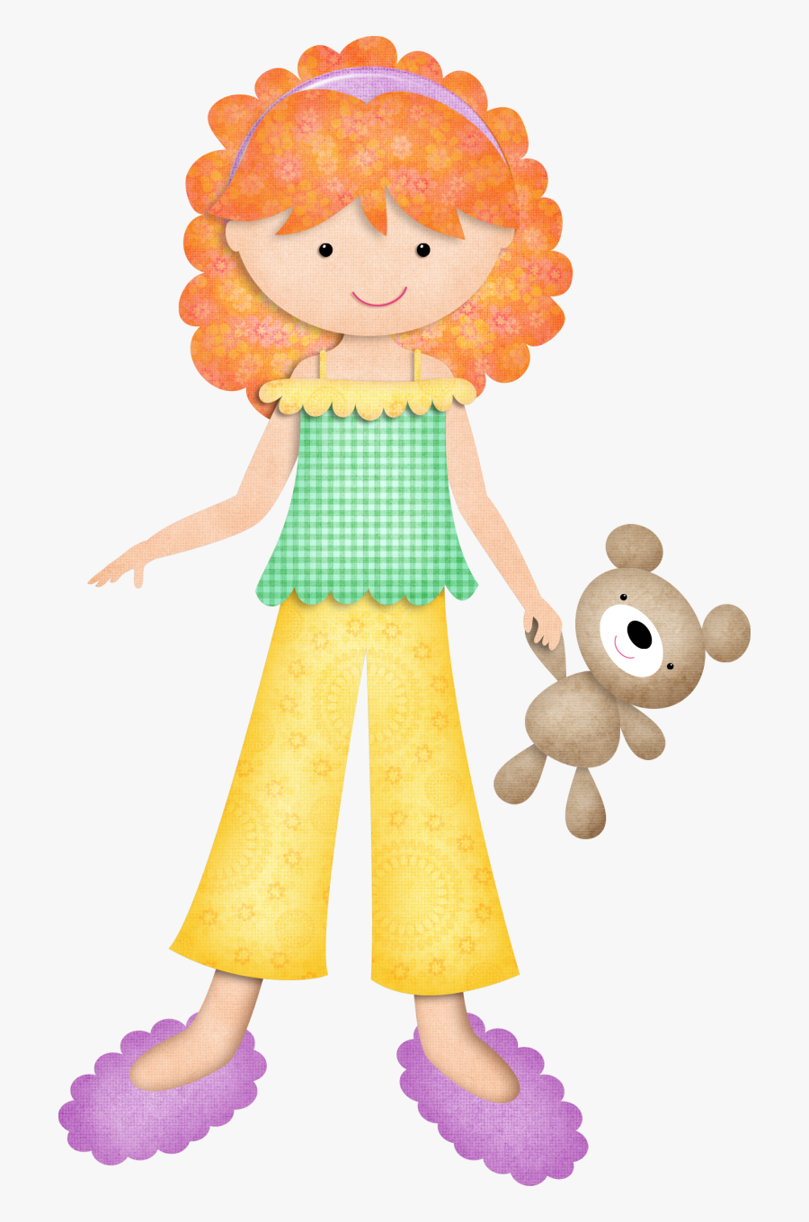Clipart Girl Sleeping Bag - Cute Girl Clipart In Pjs, Transparent Clipart