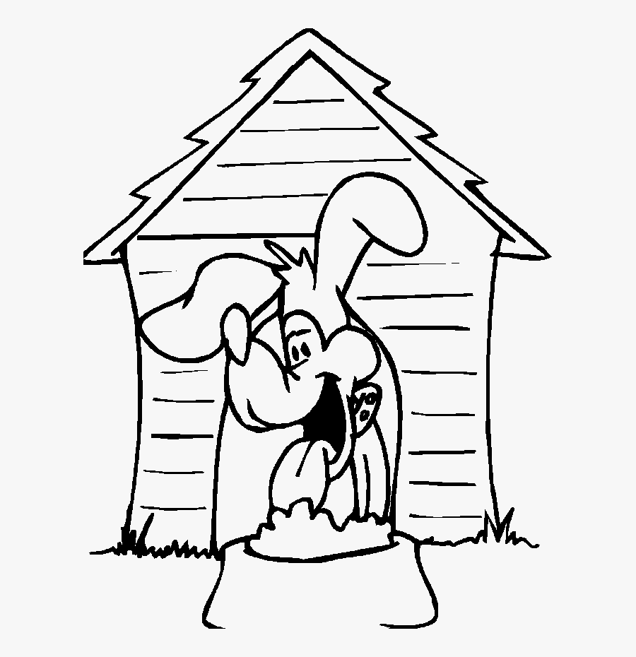 Doghouse And Funny Dog Coloring Pages - Dog House Clipart Black And White, Transparent Clipart
