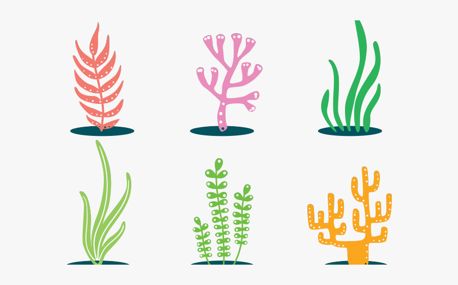 Seaweed Clipart Colorful - Colorful Cartoon Seaweed Clipart, Transparent Clipart