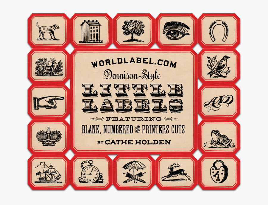 Vintage Dennison Labels, Transparent Clipart