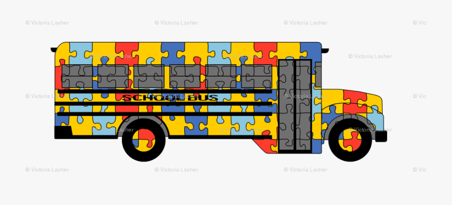 Autism Awareness School Bus, Transparent Clipart