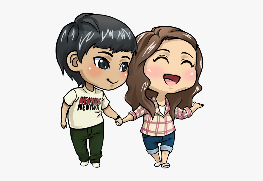 Clip Art Chibi Couple Happy Love - Whatsapp Status Png Stickers, Transparent Clipart