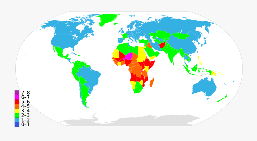 Births Per Woman By Country - Countries By Fertility Rate 2016, Transparent Clipart