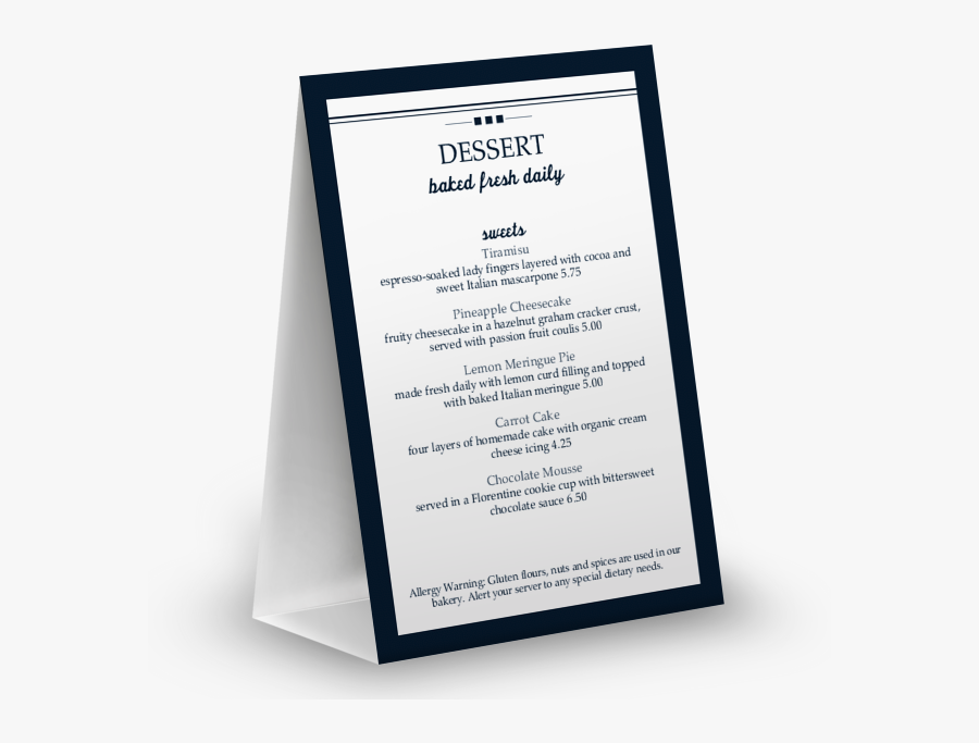 Dinner Table Menus, Transparent Clipart