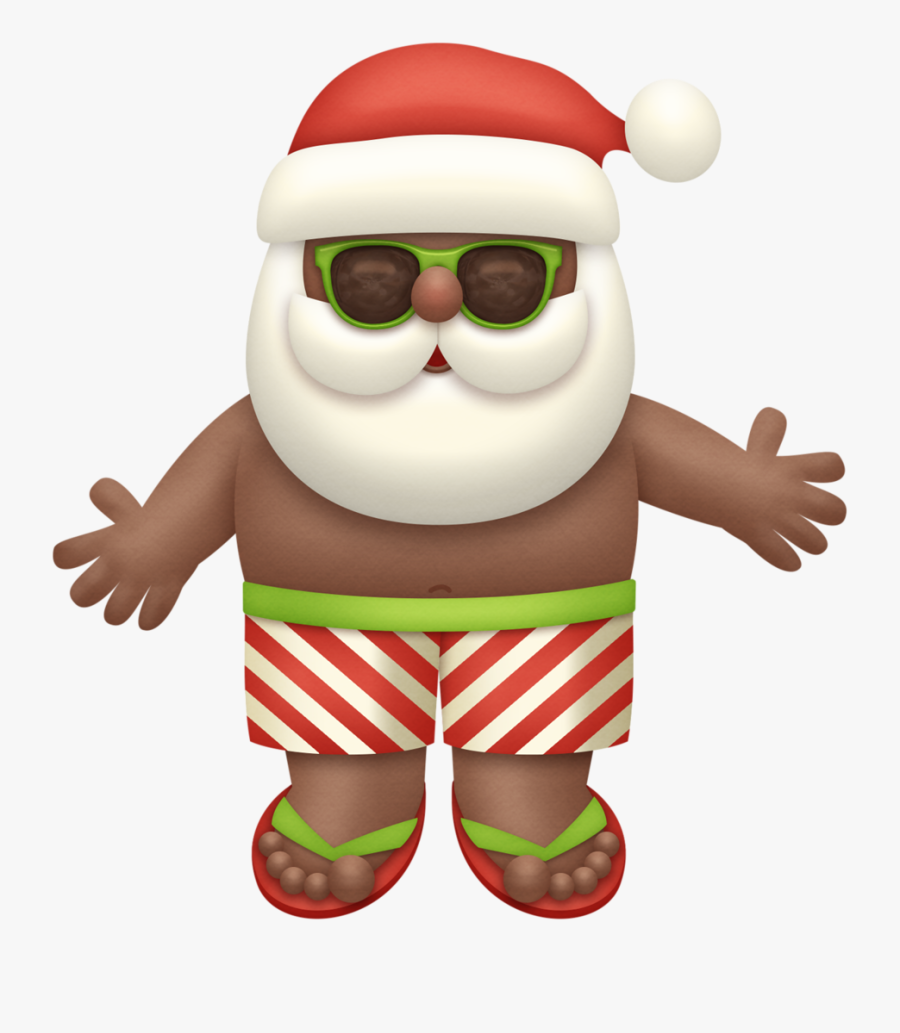 Transparent Tropical Santa Clipart - Summer Santa Claus Transparent, Transparent Clipart