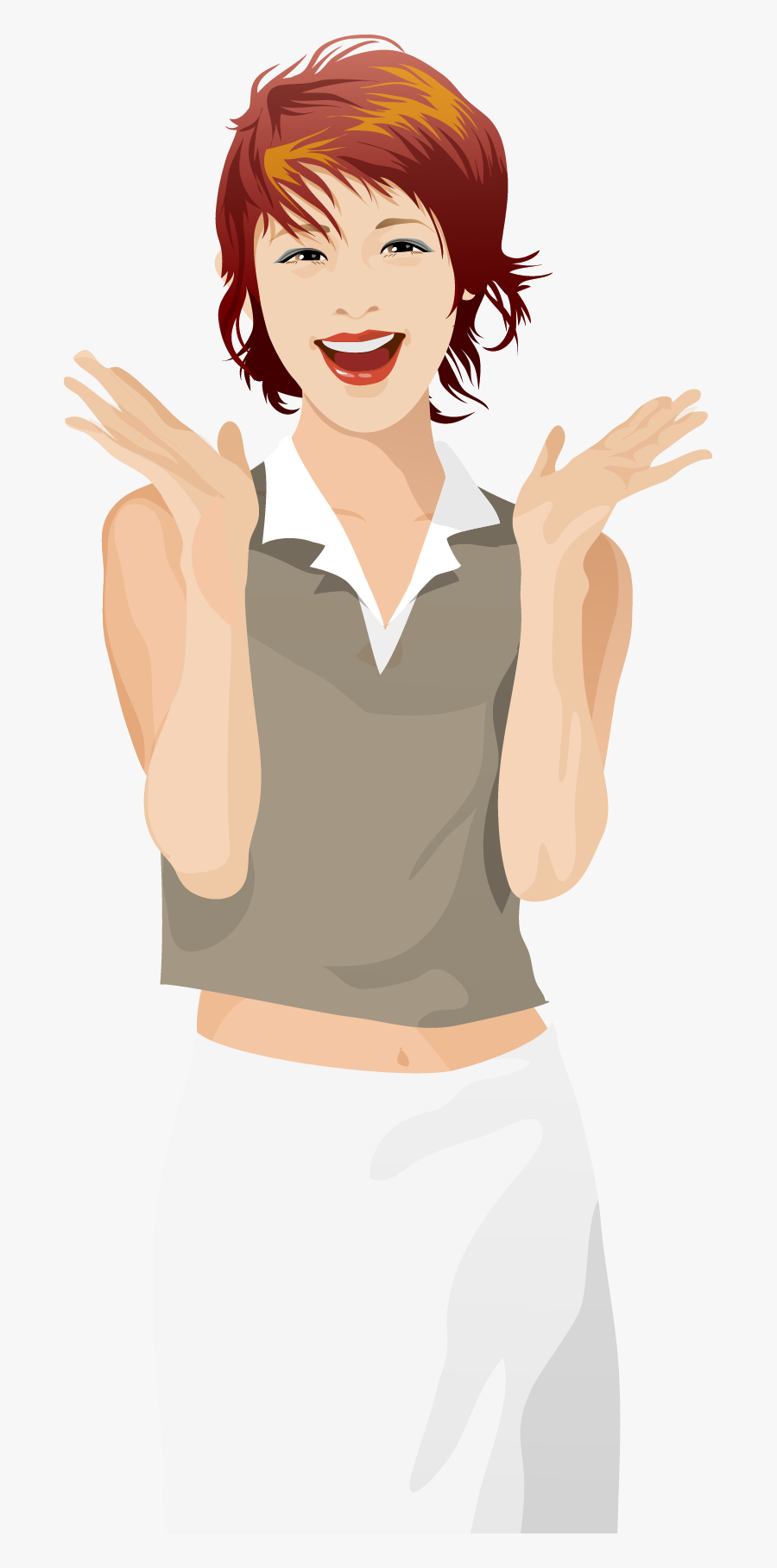 Short-haired Beauty Material Hand To Vector Laugh Clipart - Illustration, Transparent Clipart