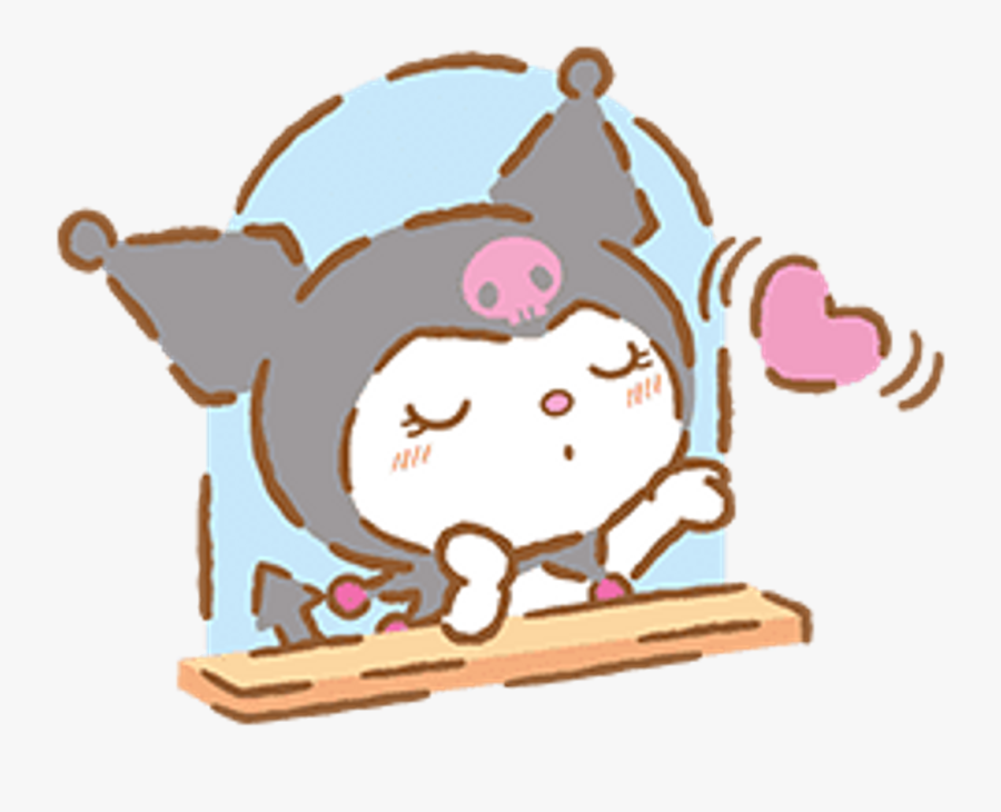 Stickers Kuromi Mymelody Kawaii Window Kiss Heart Heart - Kuromi Png, Transparent Clipart