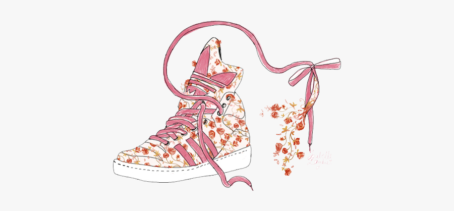 #adidas #shoe #sneaker #hightop #flowers #floral #drawing - Drawing Sneaker, Transparent Clipart