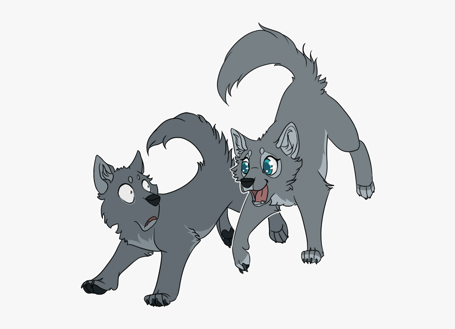 Cute Chibi Wolf Pups - Cartoon, Transparent Clipart
