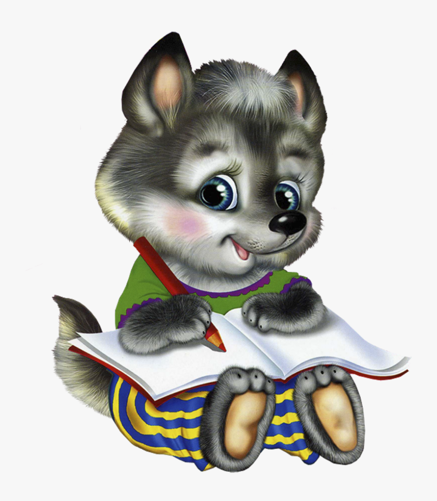 Writing Wolf Cartoon Png - Cartoon, Transparent Clipart