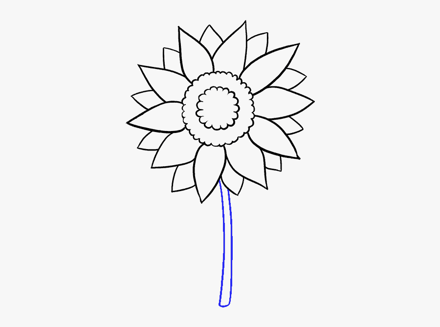 Draw Clipart Flower - Sunflower Drawing Easy Step By Step, Transparent Clipart