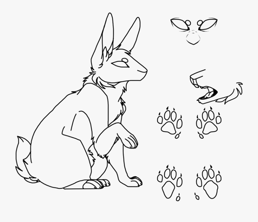 Bunny Ear Lineart - Cartoon, Transparent Clipart