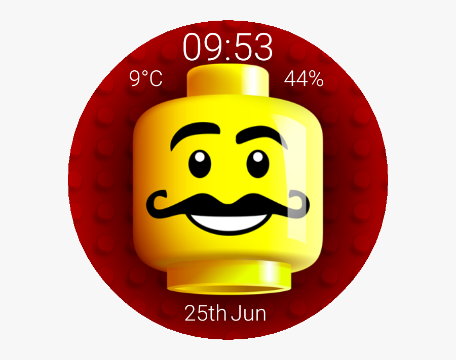 Lego Minifig Head Updated Watch Face Preview - Lego Minifigure Faces With Moustache, Transparent Clipart