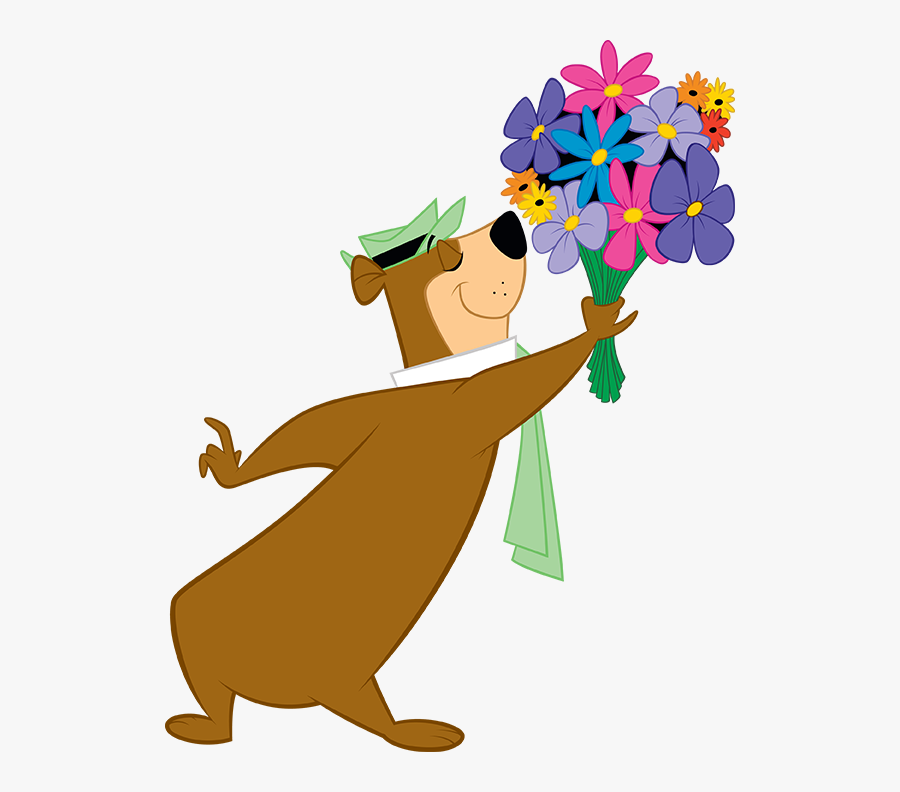 Transparent Yogi Bear Png - Yogi Bear With Flowers, Transparent Clipart