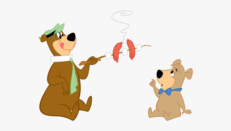 Yogi And Boo Boo Cooking - Yogi Bear Roasting Marshmallows, Transparent Clipart