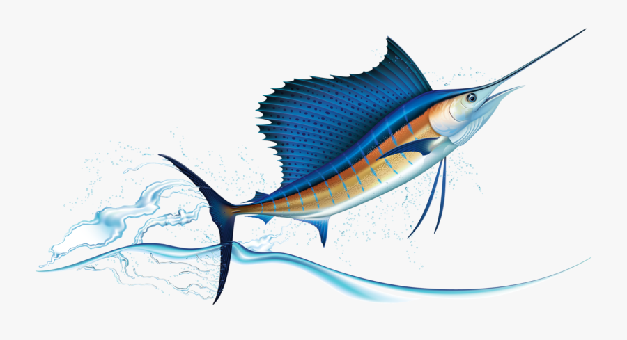 Sailfish Jumping Out Of Water Cartoon, Transparent Clipart