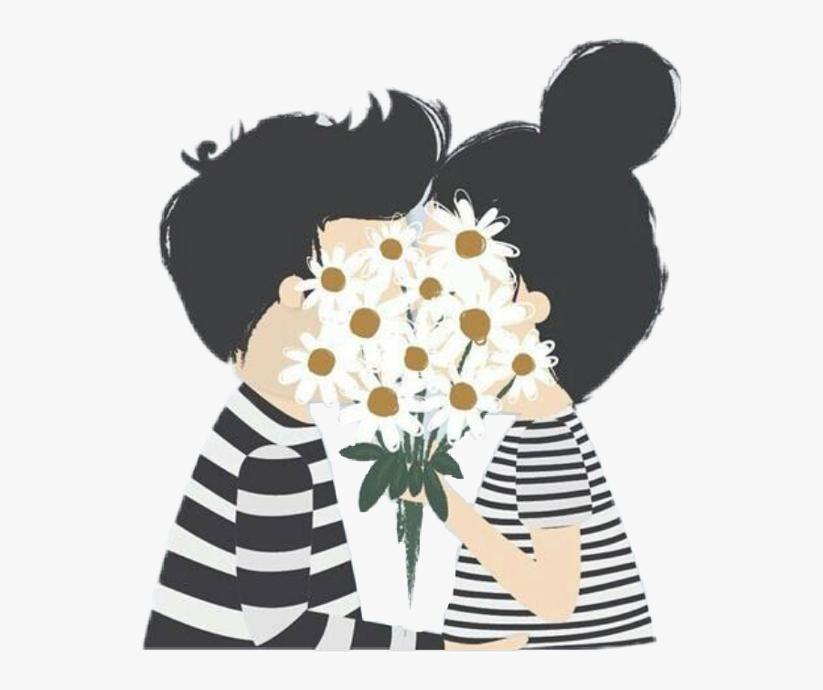 #spring #flower #kiss - Drawing Of Couples And Flowers, Transparent Clipart