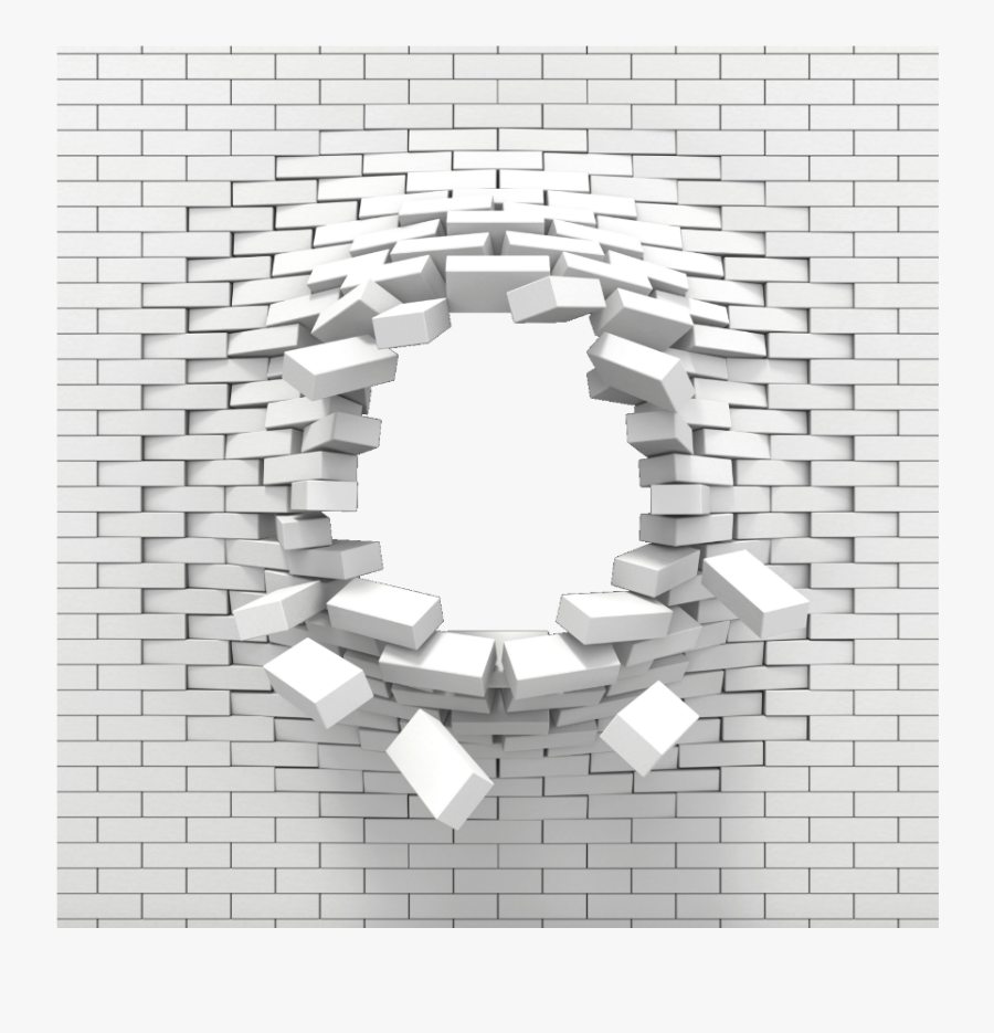 #ftestickers #background #wall #brick #hole #white - Brick Wall Blowing Up, Transparent Clipart