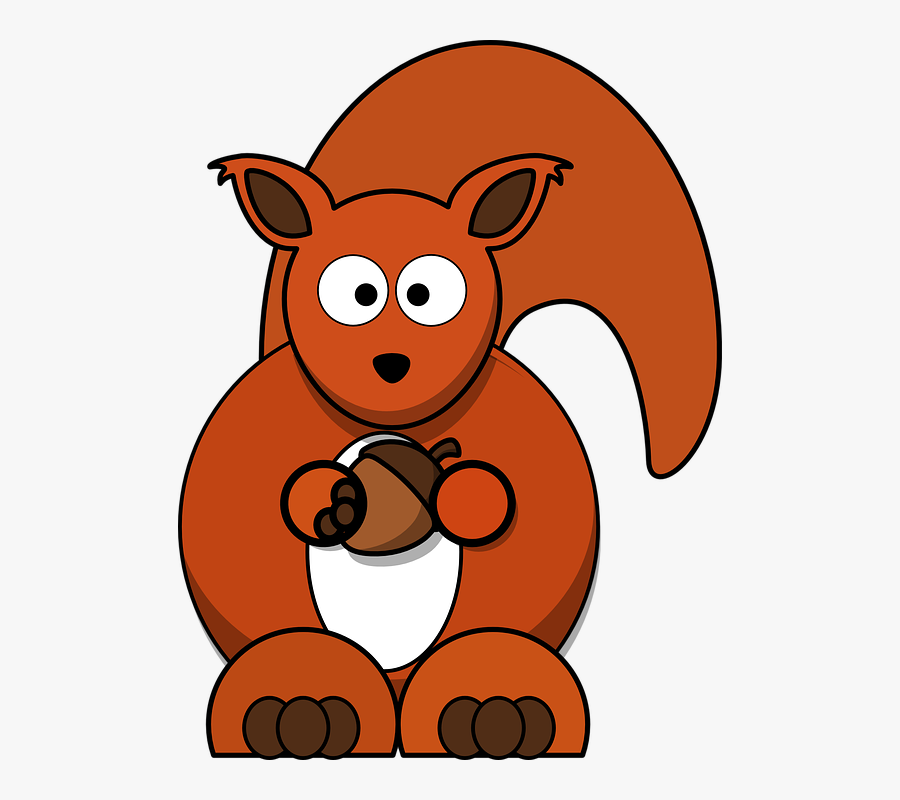 Squirrel, Country, Acorn, Nut, Animal, Wildlife - Cartoon Squirrel Clipart, Transparent Clipart