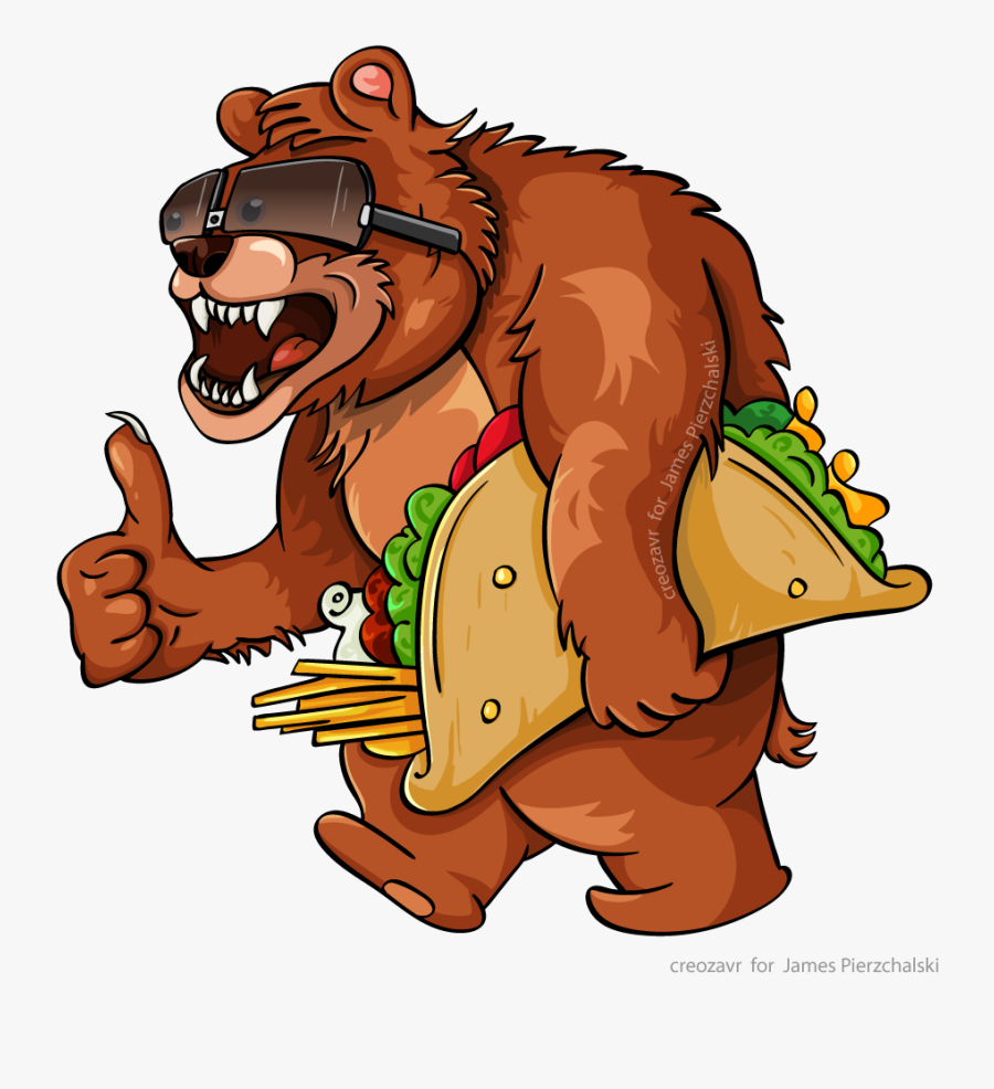 Papa Bear With Taco - Cartoon, Transparent Clipart